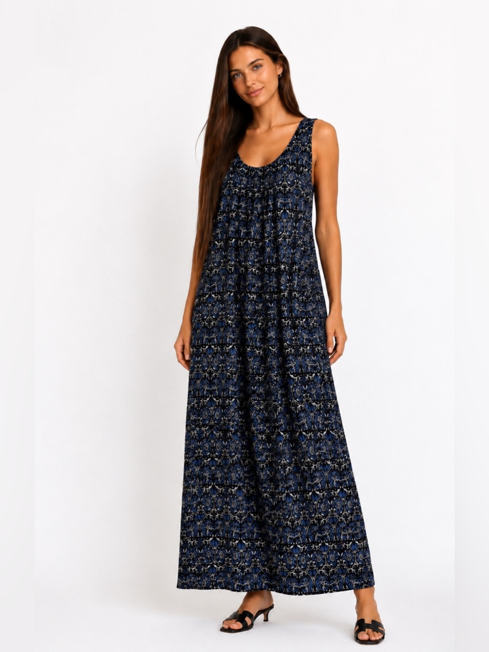 NWT JOIE Women’s S Scrunch Scoop Neck Boho Maxi Dress Caviar Retails $218